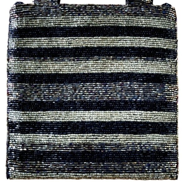 Vintage Valerie Stevens Beaded Evening Bag Purse Handheld Crossbody Black Gold - Picture 3 of 8